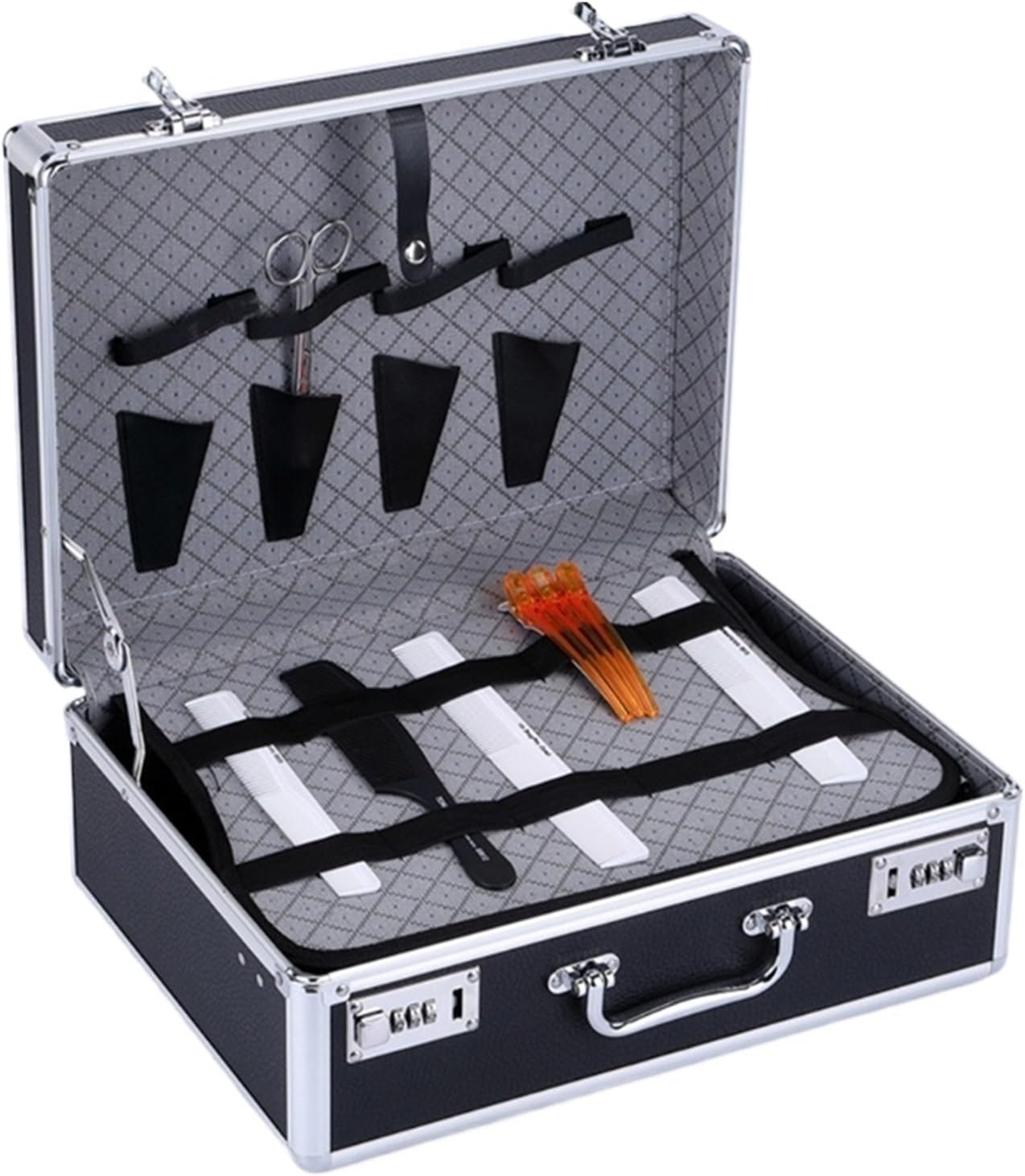 HBJWOV Barber Carrying Case Storage Toolbox Retro Portable Salon Stylist Bag Password Lock Suitcase Box