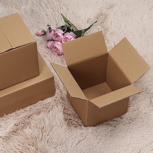 Miniatura 57 de CRUGLA Cajas de envío de 9 x 6 x 4 para pequeñas empresas, caja de embalaje de cartón corrugado, 25 paquetes Marrón,Blanco