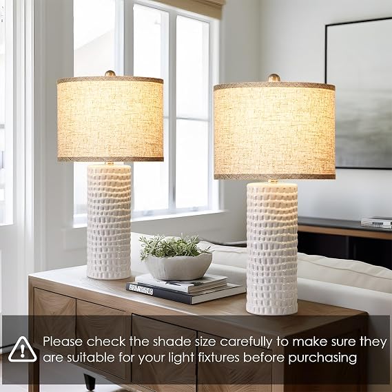 Qingmiao Drum Lamp Shades Set of 2, 13x13x10, Spider Fitter Finials