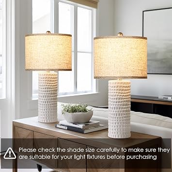 Qingmiao Drum Lamp Shades Set of 2, 13x13x10, Spider Fitter Finials