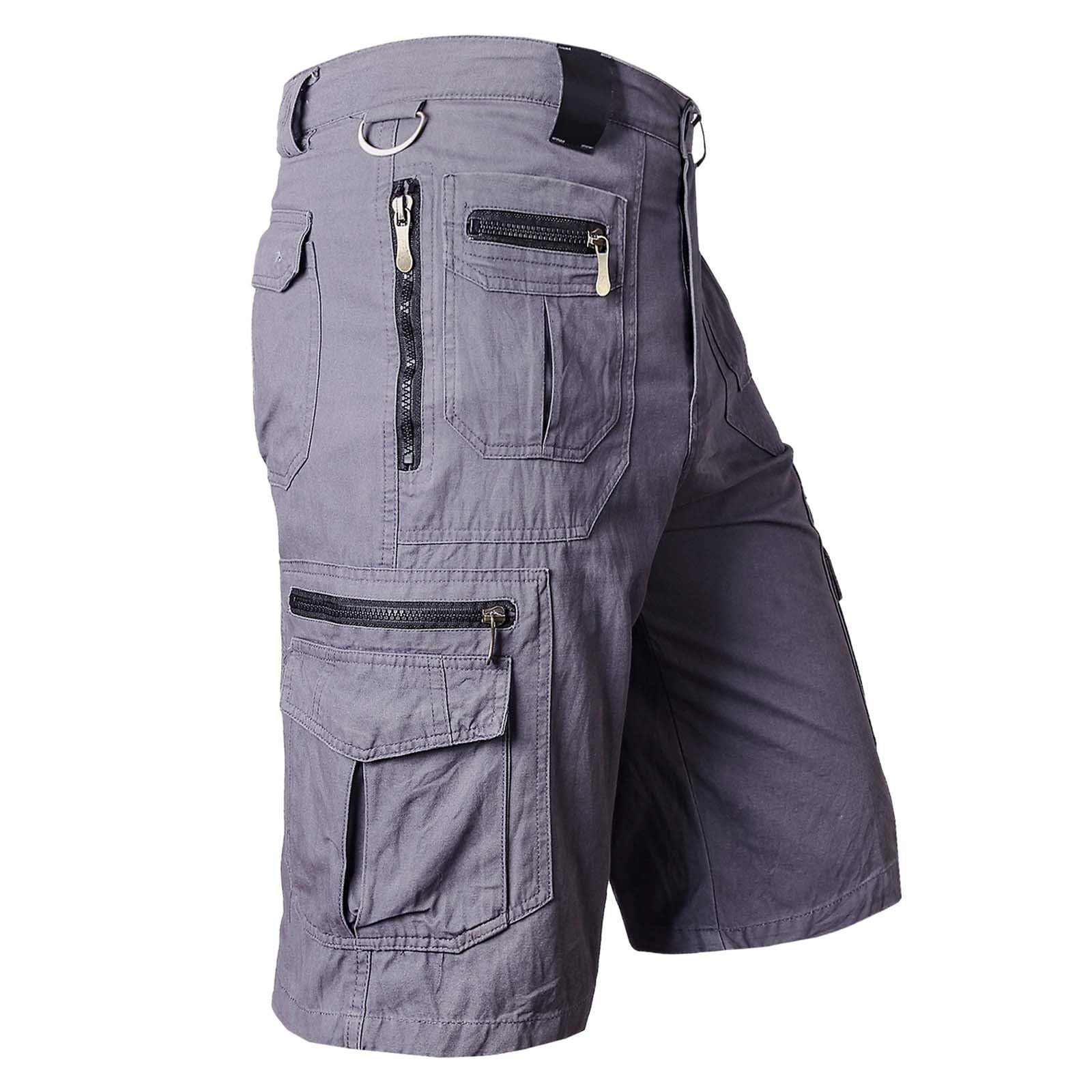 Bukknye Men's Grey02 Cargo Camo Shorts Summer Combat Camouflage Chino Half Pants(Green,M)
