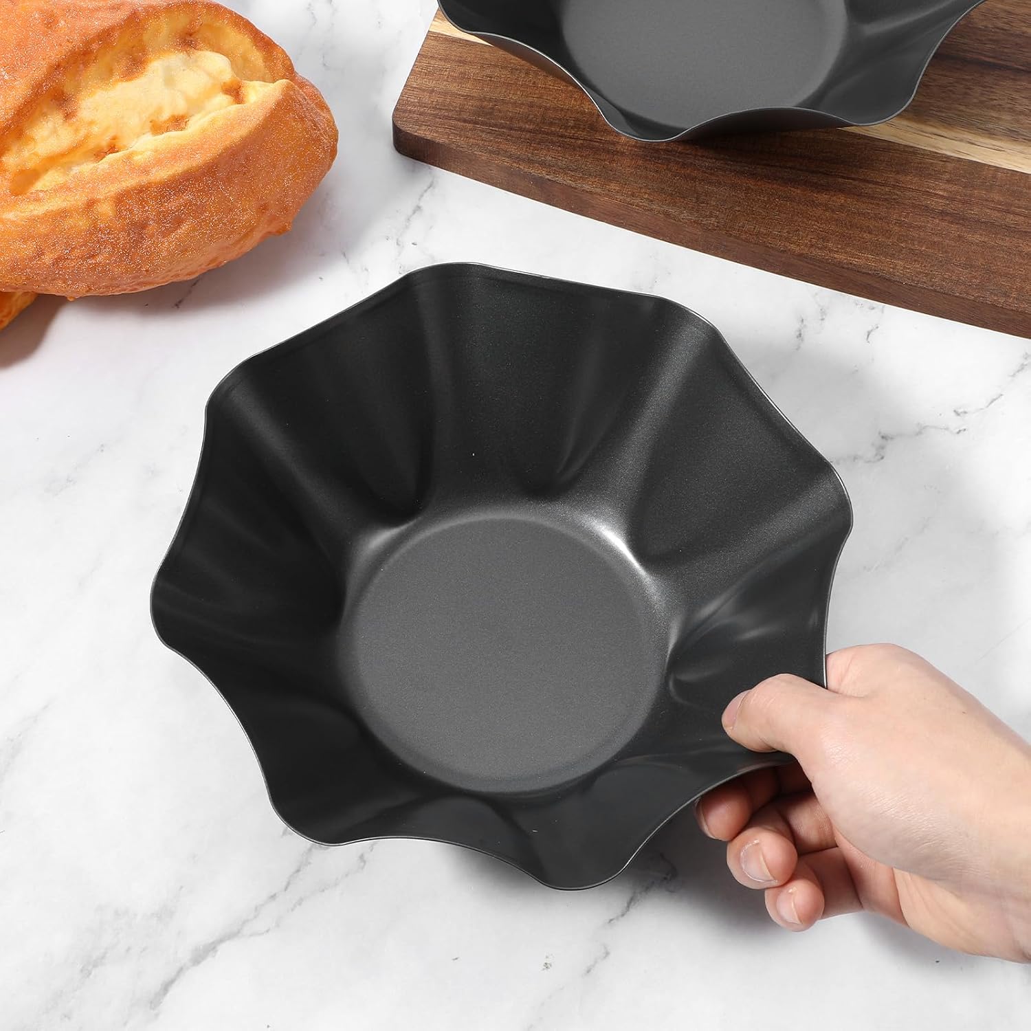 6 Pack 8.5" Nonstick Large Taco Shell Bowl, Carbon Steel