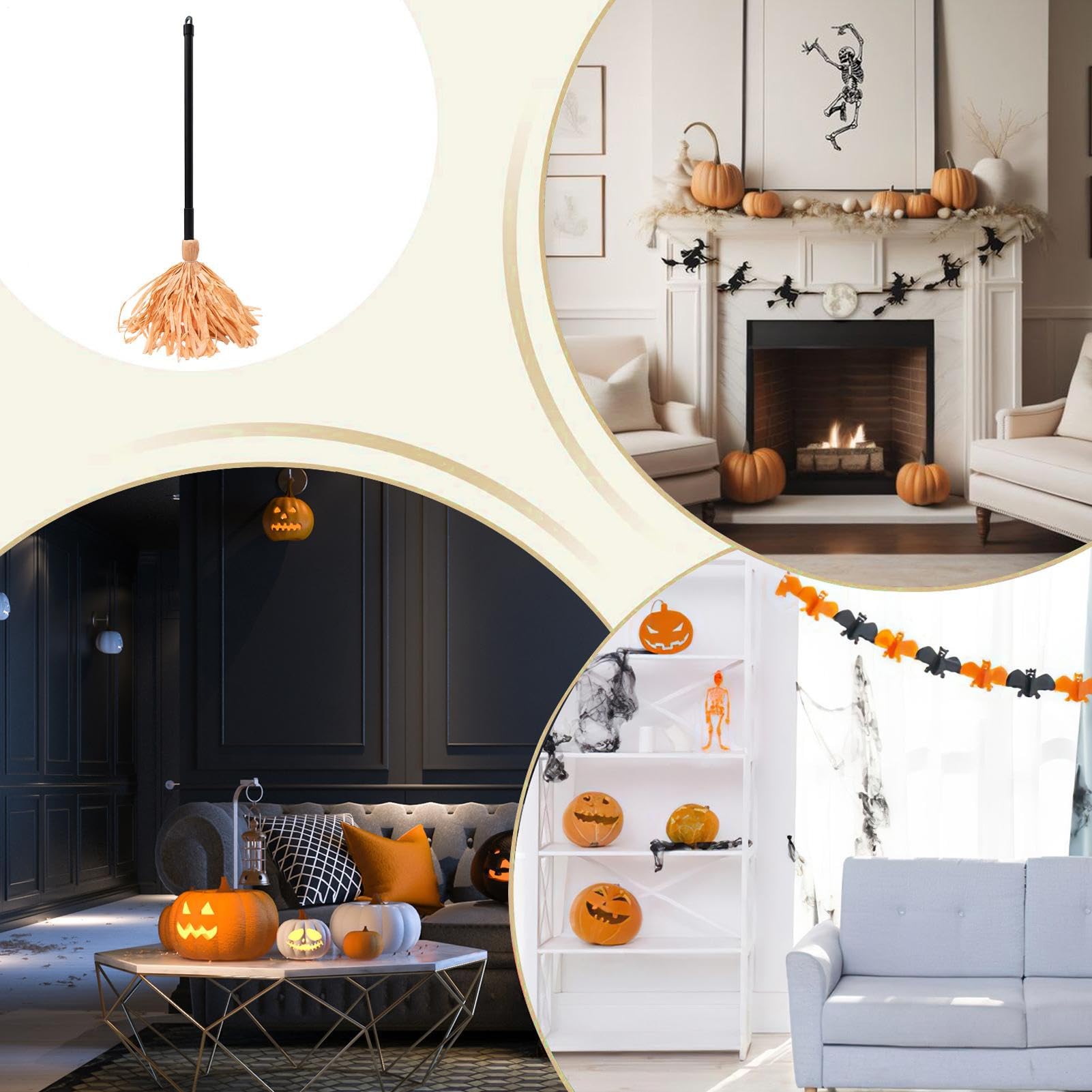 Scopa Halloween Scopa da | Decorazione Illuminata a Batteria per Esterno Giardino Cosplay Parcheggio Spaventoso
