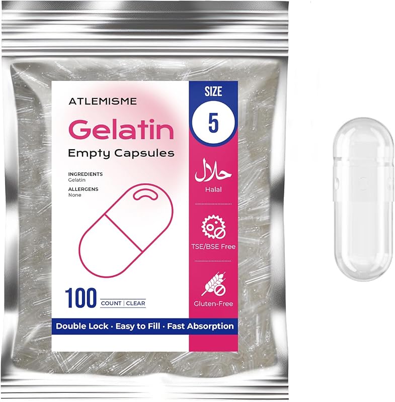 Cápsulas de gelatina vacías tamaño 5 - (100 unidades) Cápsulas vacías muy pequeñas ideales para relleno de bricolaje - Tapas de gel