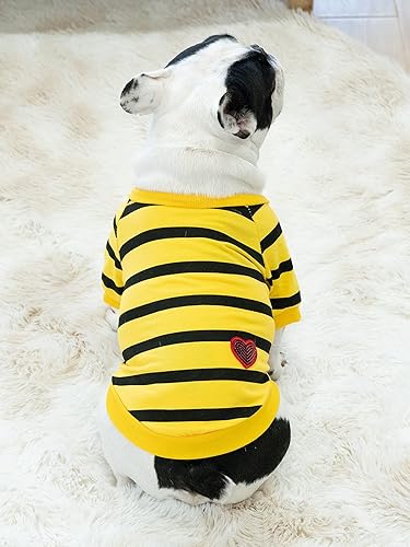 Miniatura 6 de Camisa a rayas para perros, ropa de bulldog francés, camisetas de carlino de diseñador para perros medianos, L, color blanco