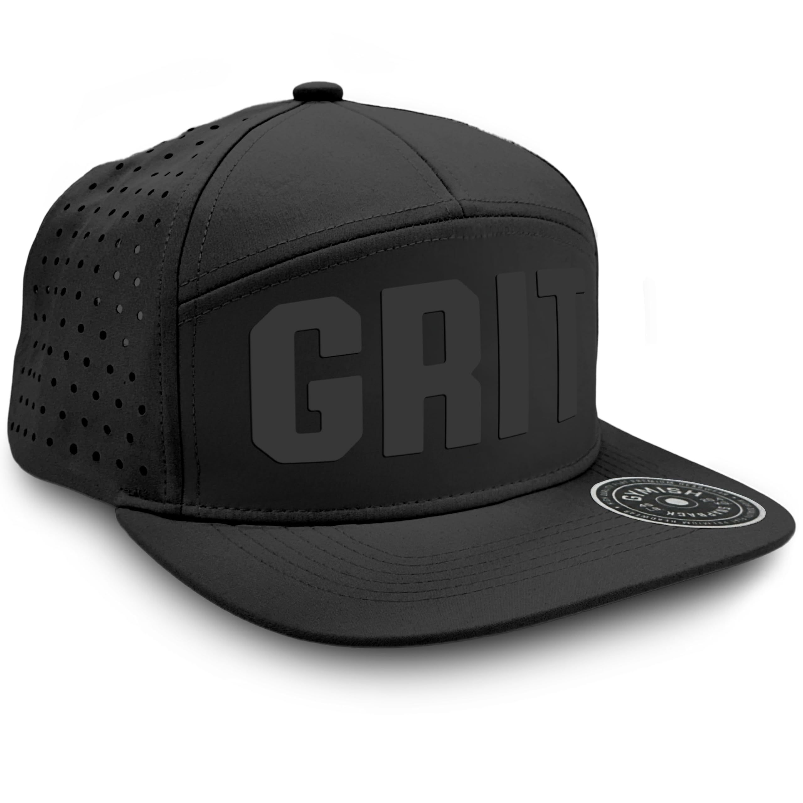 Grit Workout Hats for Men, 7 Panel Laser Vented Classic Adjustable Snapback Hat Mens Gifts