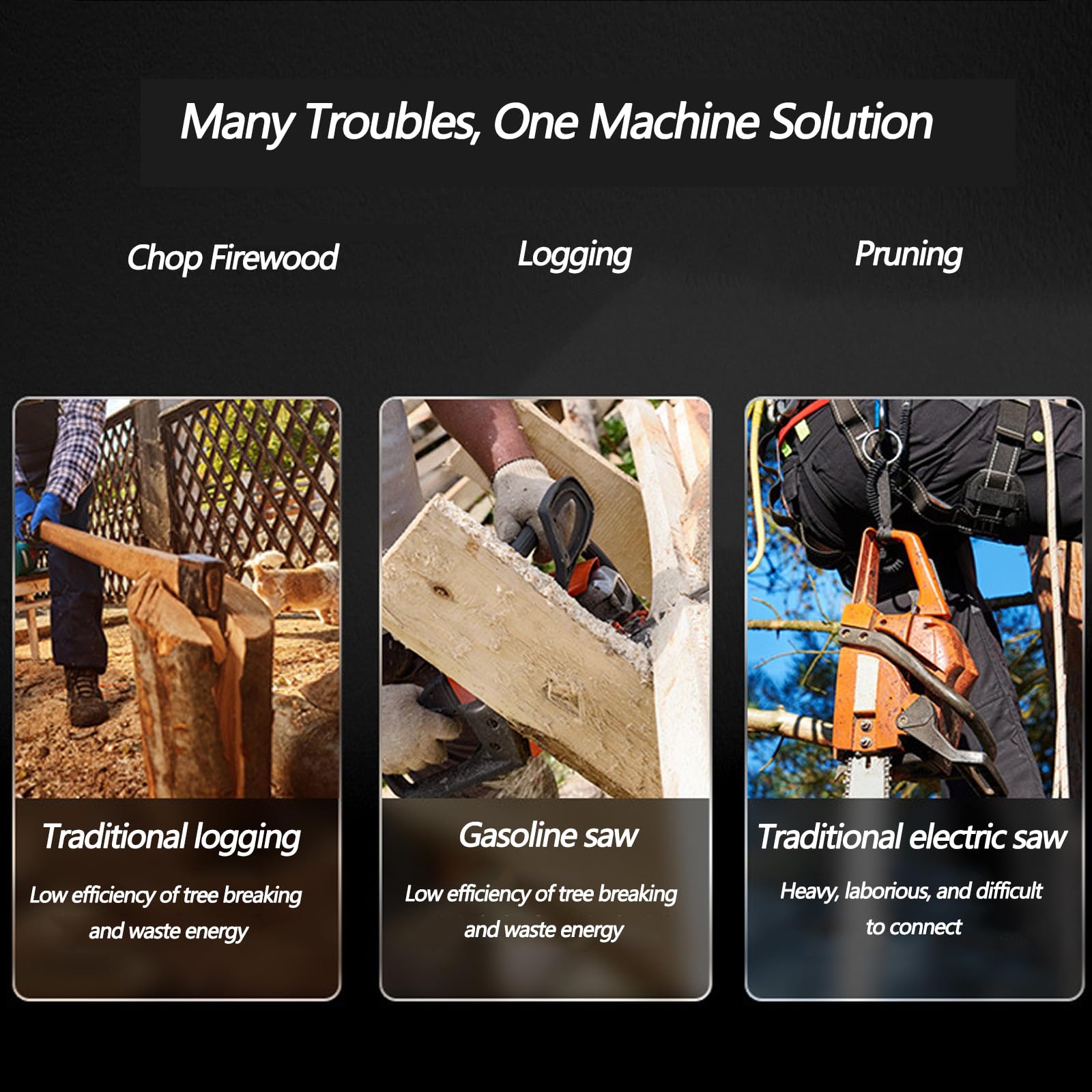 Sierra De Cadena Eléctrica De Mano,Sierra De Mano De Alta Potencia De 12" 21 V,Sierra De Cadena Recargable con Batería De 4500 Mah*2,Adecuada para Talar Madera Y Partir Leña