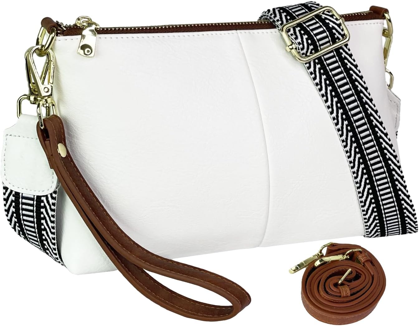 Small Crossbody Clutch Purses Bags for Women Wristlet Wallet Vegan Shoulder Handbags Guitar Strap + Leather Strap