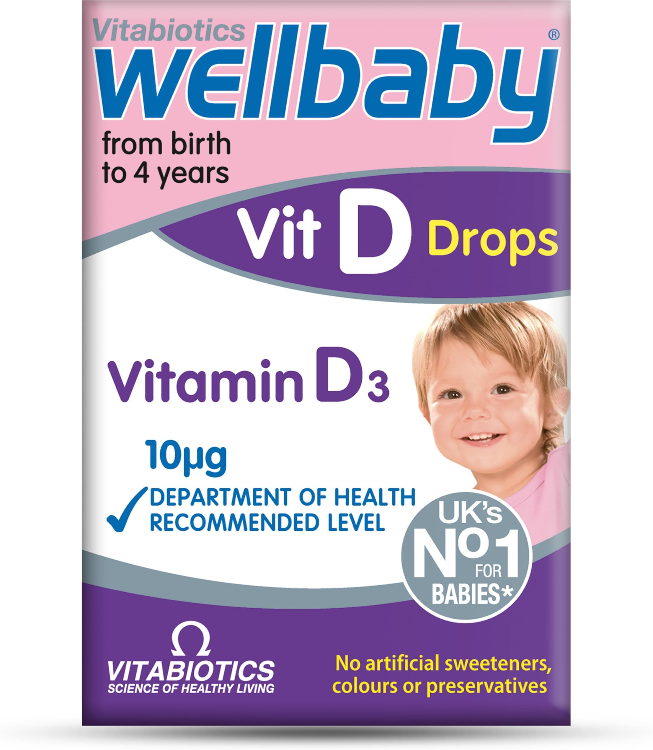 Wellbaby VIT D Drops by Vitabiotics - Vitamin D Drops for Babies from Birth to 4 Years - from The UKโs No.1 Baby Supplement Brand