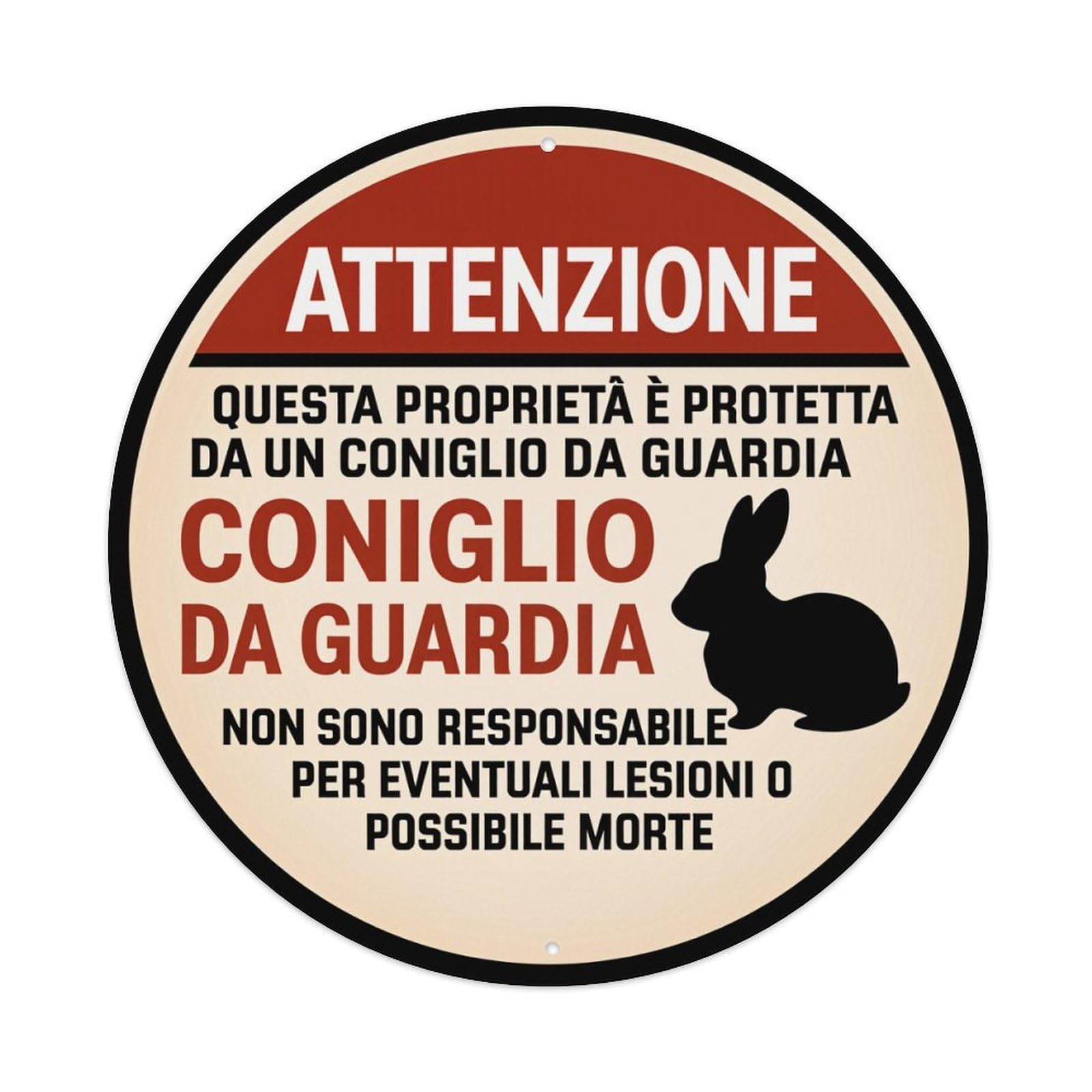 Attention Guard Rabbit Protected Property Metal Tin Sign Plaque