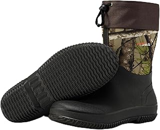 HISEA Garden Boots for Men Waterproof Neoprene Rubber Rain Shoes