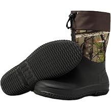 HISEA Upgraded Garden Boots for Men, Mud Resistant Outdoor Work Boots Mens Waterproof Neoprene Rubber Insulated Rain Shoes Ankle High Rainboots