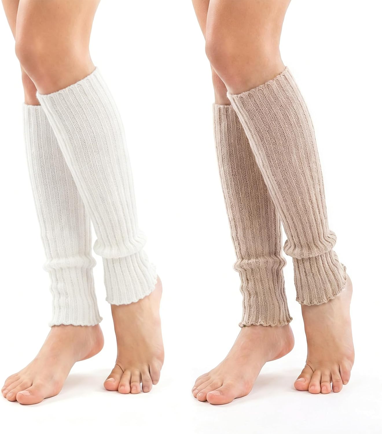 2Pairs Leg Warmers for Women Girls Ribbed Knit, Fashion Knits Warm Leg Warmers