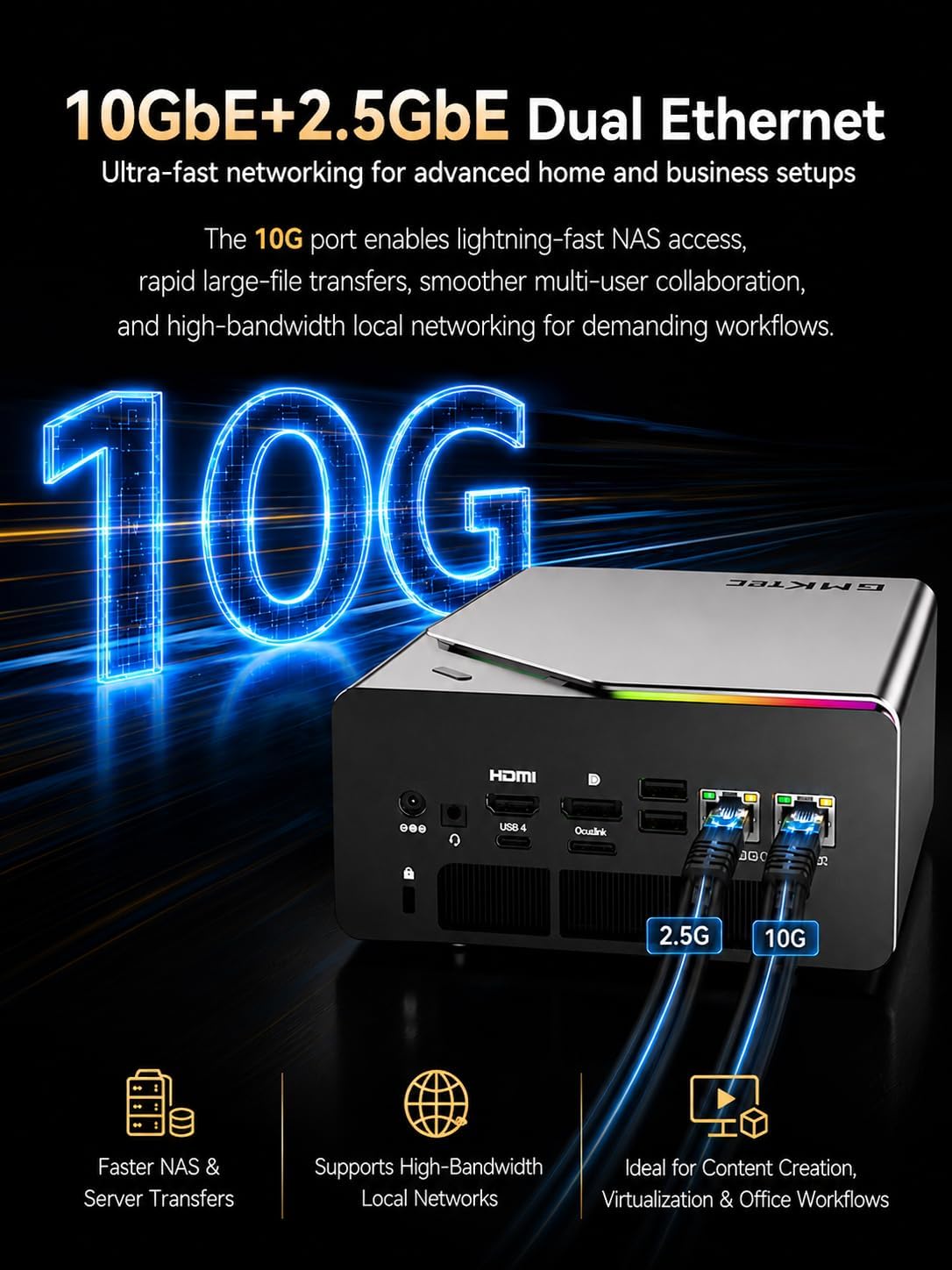 GMKtec EVO-T2S Mini PC AI Ultra X7 Processor 358H 64GB LPDDR5X 8533 MT/S | Gaming Mini Computer Arc B390 1TB PCIe 5.0 SSD Oculink, WiFi 7, BT5.4 & Dual USB4, Dual NIC 10G/2.5G, 8K Display