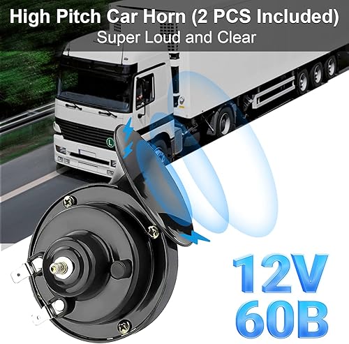 Miniatura 3 de Bocina de coche, bocina de camión de 12 V, 300 db, bocina de motocicleta, impermeable, bocina de tren, impermeable, tono alto, bajo, ajuste