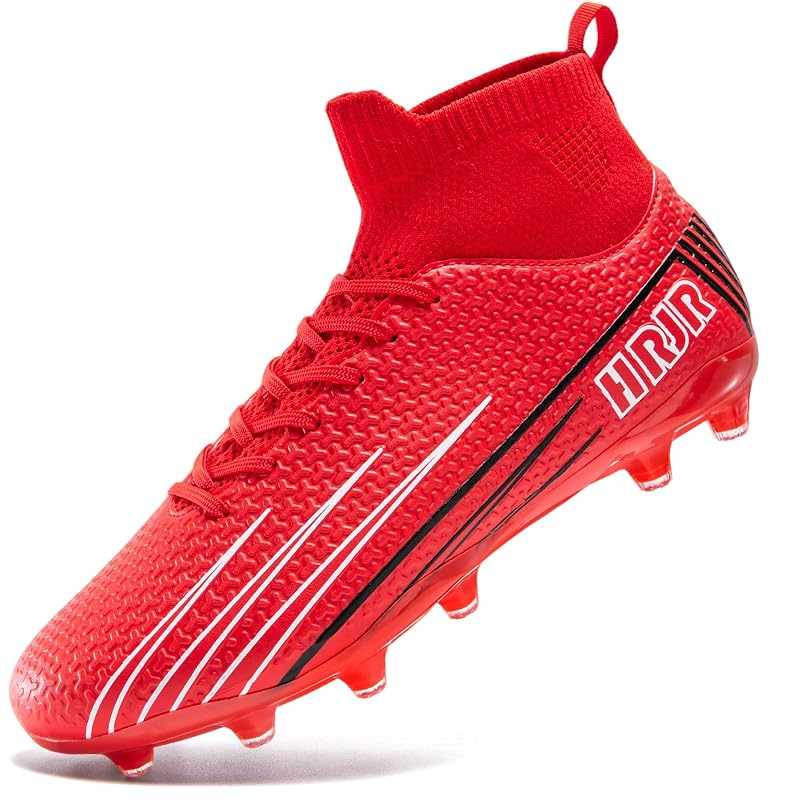 Tacos de Fútbol para Hombre y Mujer con Soporte Alto 8.5 Mujer/7 Hombre Rojo