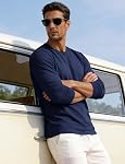 EKLENTSON T-shirts en coton cou rond manches longues Plain Tee Moisture Wicking Casual Tshirts couleur unie pour homme