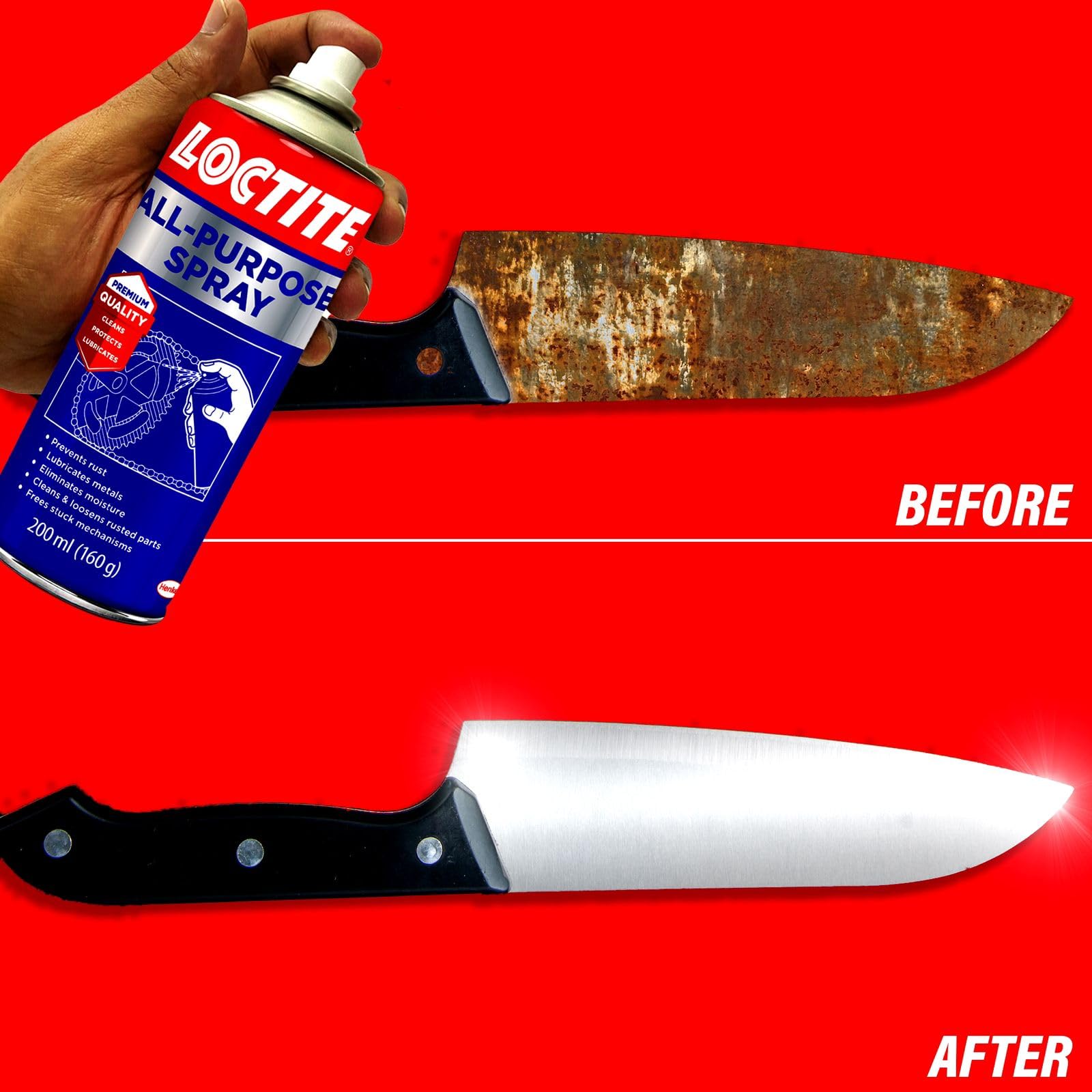 Loctite All purpose spray cleaner for Home & Auto Maintenance, Rust&Stain remover, Cleans Chimney & Sticky Residue,lubricates rusty locks and surfaces, Ideal for Home, Kitchen, Automotive,DIY (400 ml) product image 4