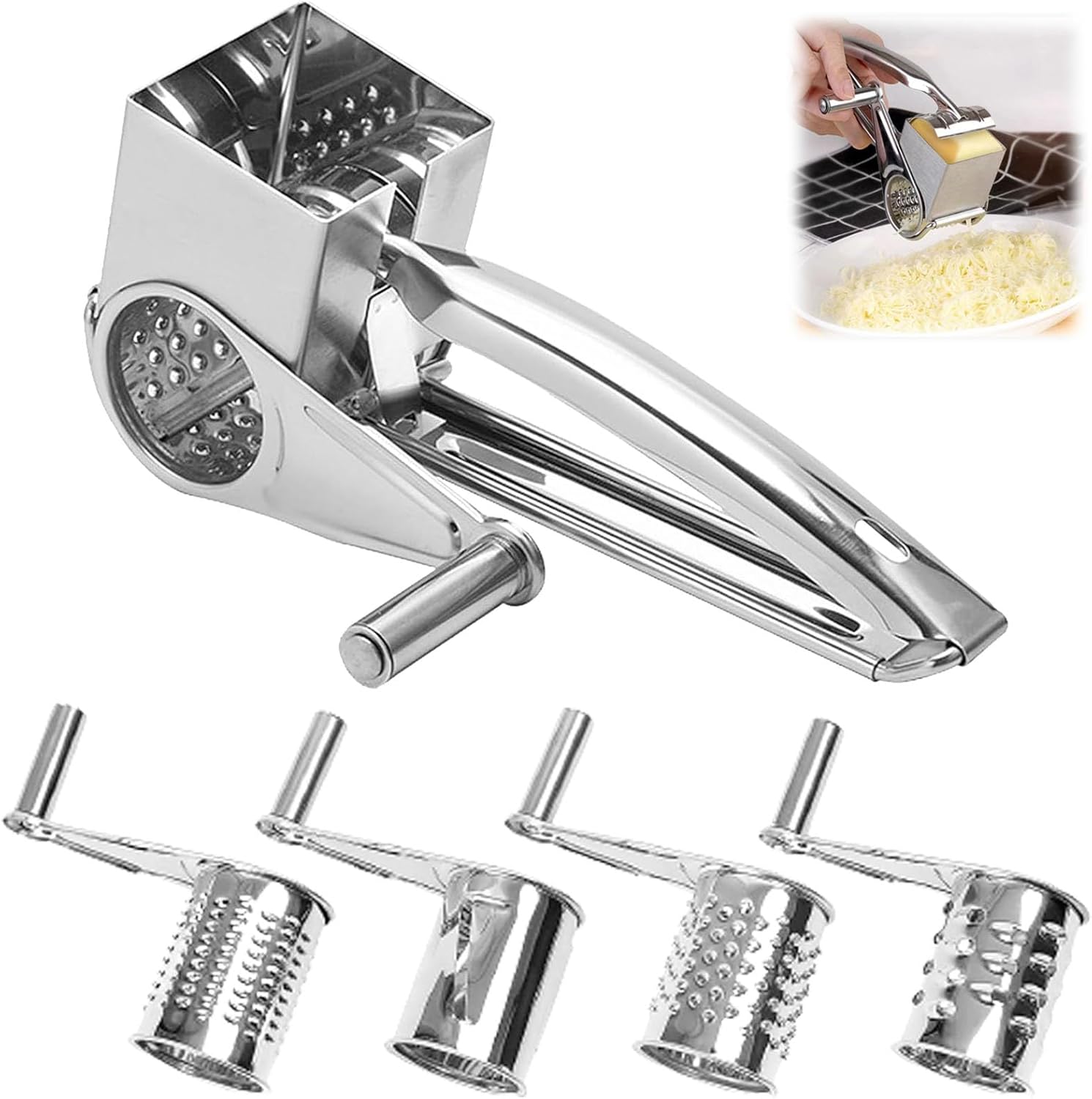Gourmet Parmesanreibe Mit Kurbel - 4-in-1 Käsereibe Mit Behälter Für Hartkäse & Mehr
