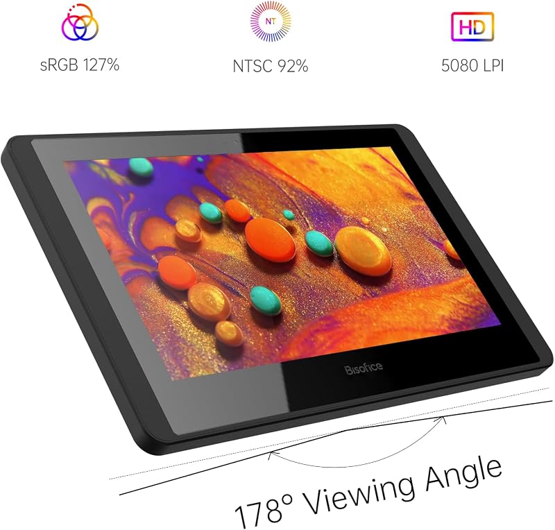 Bisofice 11.6" grafikus tablet kijelzővel, dőlésfelismeréssel és gyors gombokkal