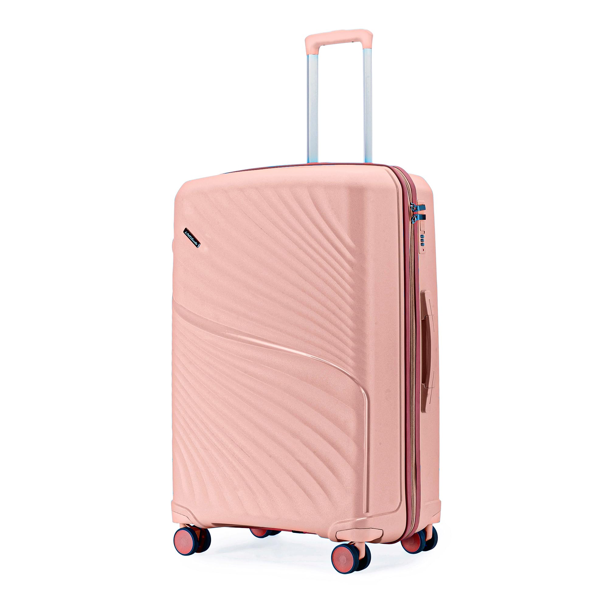 LAttitude By Provogue Meridian Medium Check-in Suitcase 65 cm 24 inch Polypropylene Hard Trolley, 8 Spinner Wheels, 2-Pocket Convipack, Recessed Number Lock for Men & Women Blossom Pink/Megenta Pink