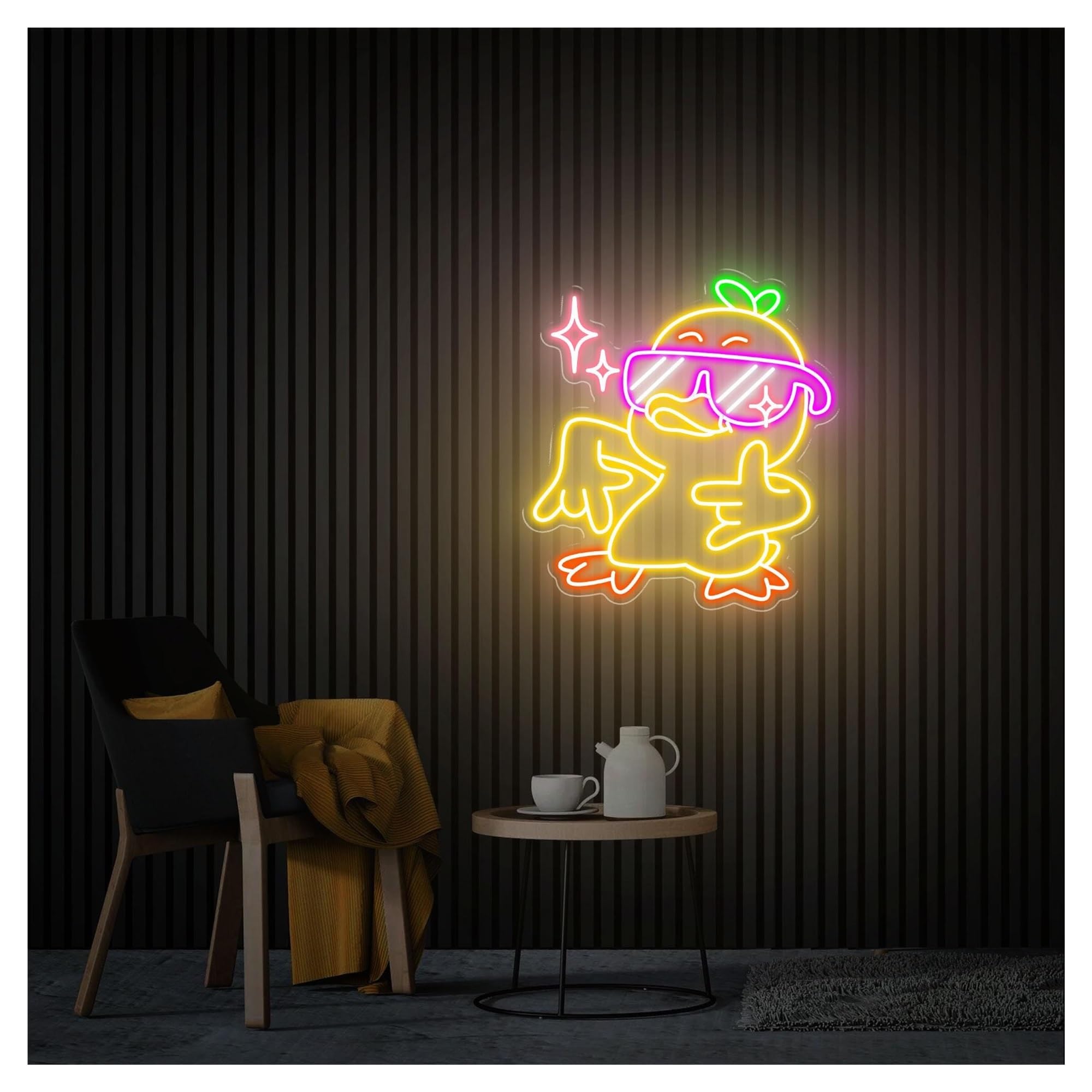 RONGCH Hanging Art Signs Rock Duck Neon Sign,Suitable for Bedroom Wall Decor with Dimmable 46cmx50cm(B)