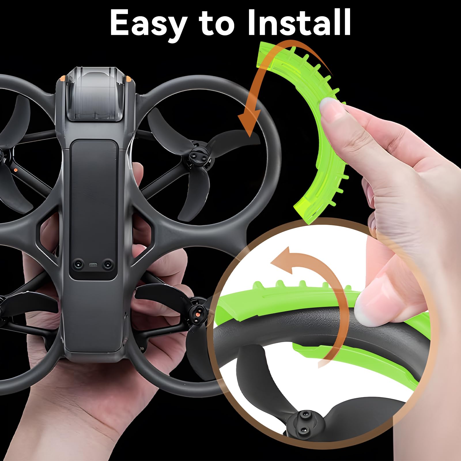 Protecteur Hélice DJI Avata 2 - Anneau Antichoc TPU - Protection Drone Contre Les Collisions - Noir