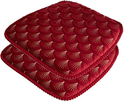 Chair Pads 18x17 Inch for Dining Chairs 2 Pack with Ties Washable Seat Cushion with Zipper Indoor Chair Cushions for Kitchen Non Slip Back Seat Cushions Red2 Pack