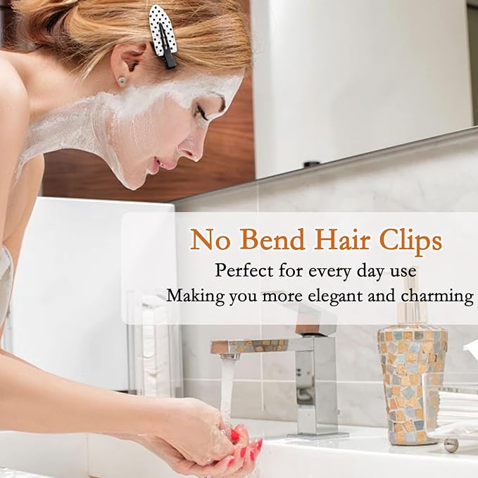 6 pinzas para cabello sin marcas, diseño clásico, negro y blanco miniatura 5