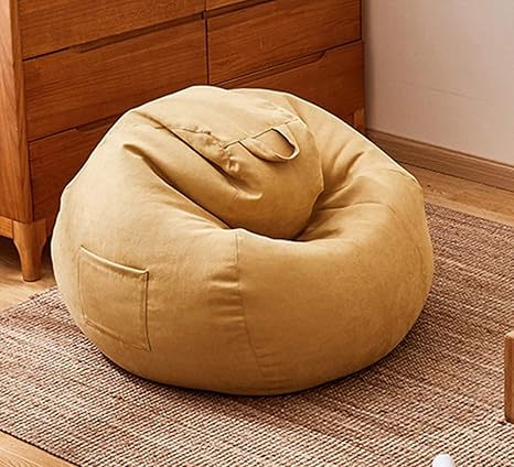 Amazon Co Jp ビーズクッション ソファ 人をダメにするソファ ベッド 一人掛け 座布団 カバーだけ洗う 綿麻 通気 伸縮 軽量 疲労を軽減 カーキ色 90 110cm ホーム キッチン