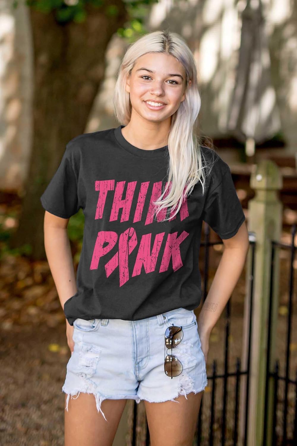 Think Pink Breast Cancer Awareness Womens Graphic T Shirt Tees