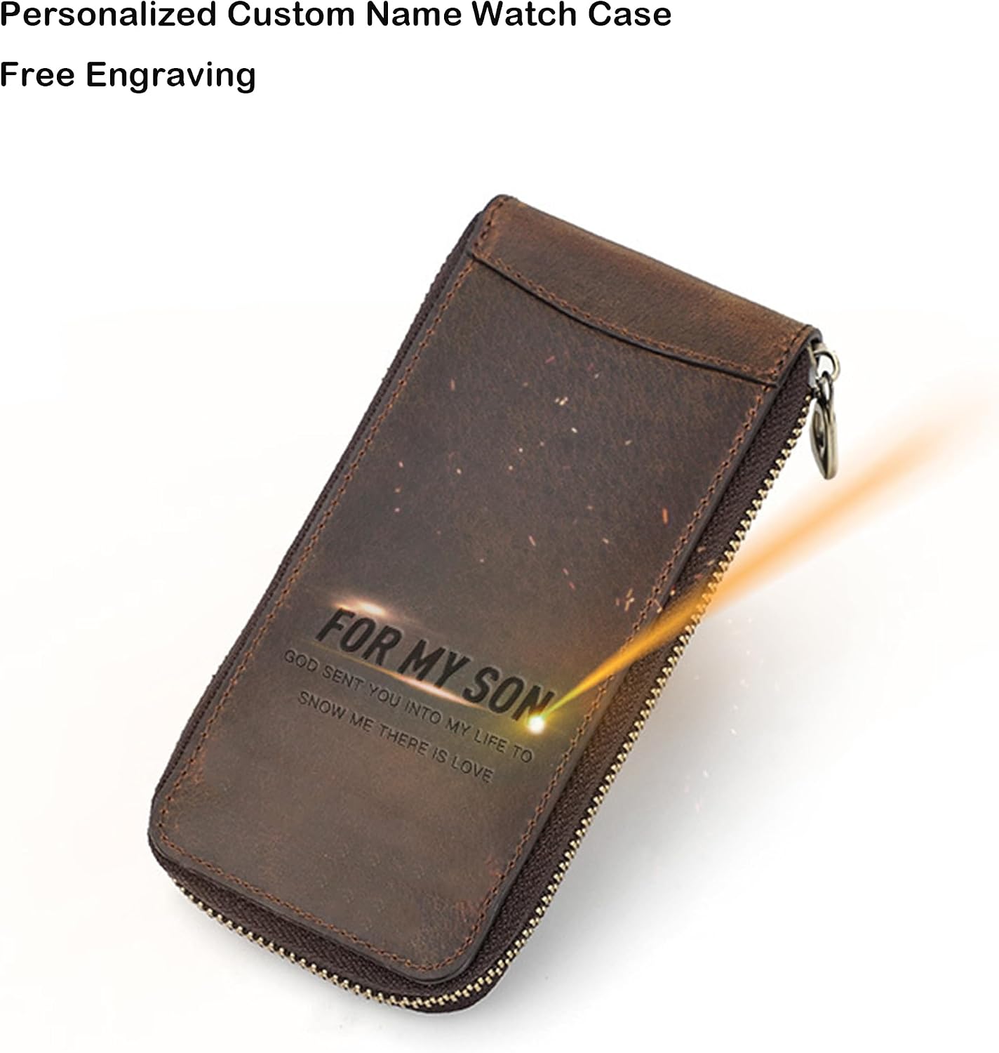 Personalized Custom Genuine Leather Watch Bracelet Storage Bag Case, Portable Travel Watch Pouch, Women Men Watch Bag (02 Brown)