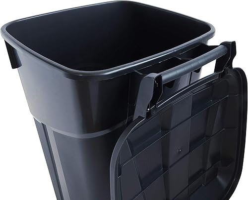 Miniatura 29 de United Solution TI0087 - Contenedor de basura redondo de 20 galones, color negro, fácil de transportar con construcción resistente, asas de paso