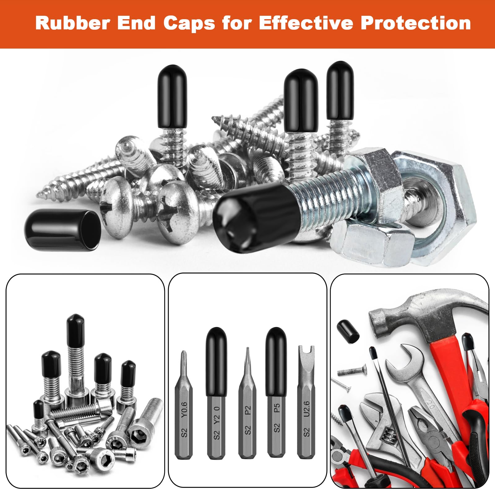 Realure 350Pcs/15Sizes Round Rubber End Caps 15/13/10/9/8/7/6.5/6/5/4/3.5/3/2.5/2/1.5 mm PVC Bolt Cover Screw Thread Protectors Caps for Screw Vinyl Tube Wire Ropes Metal Rods - Image 3