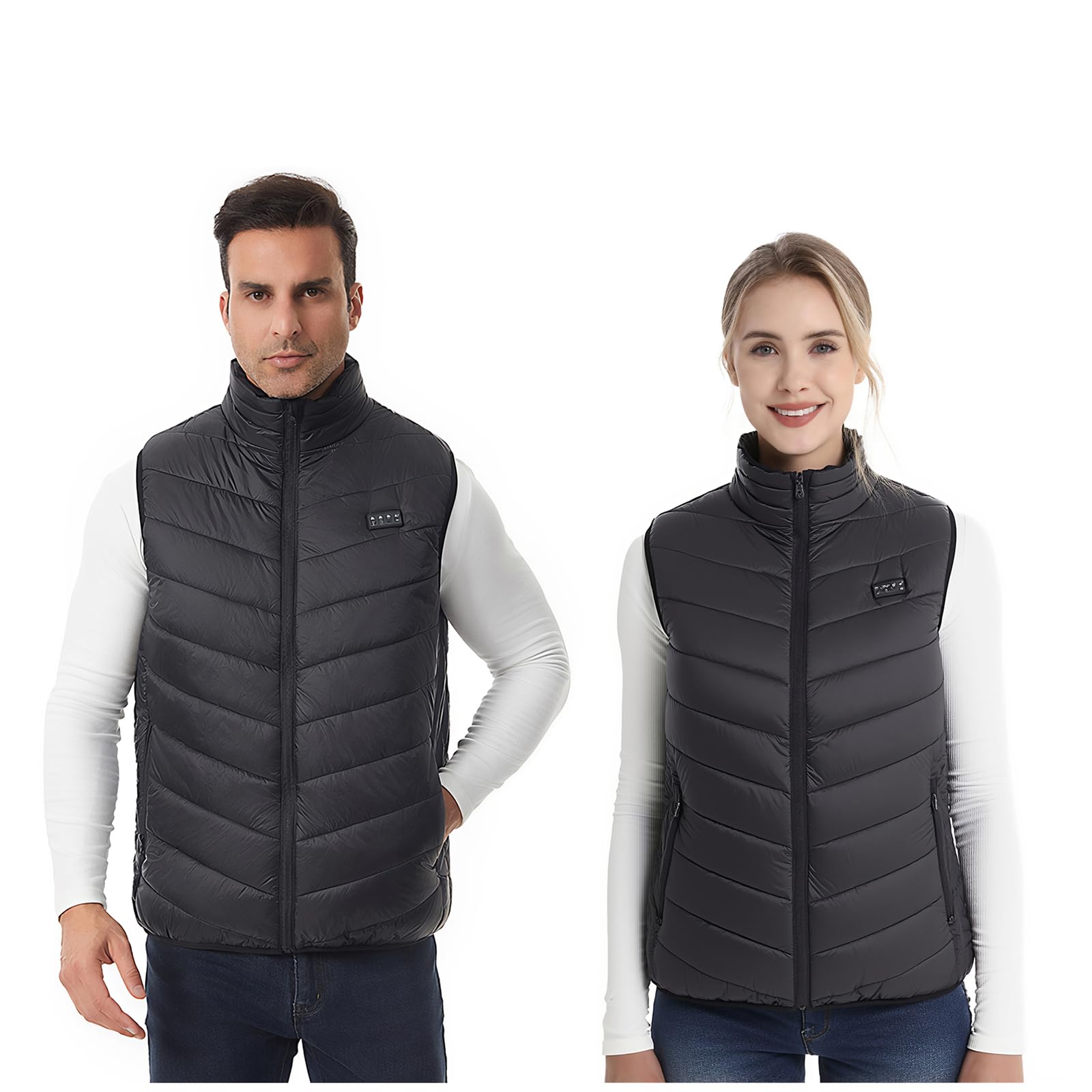 Monave Chaleco térmico para mujeres y hombres con 15 almohadillas térmicas, calentador de cuerpo térmico para motocicleta, pesca (el embalaje no contiene baterías)