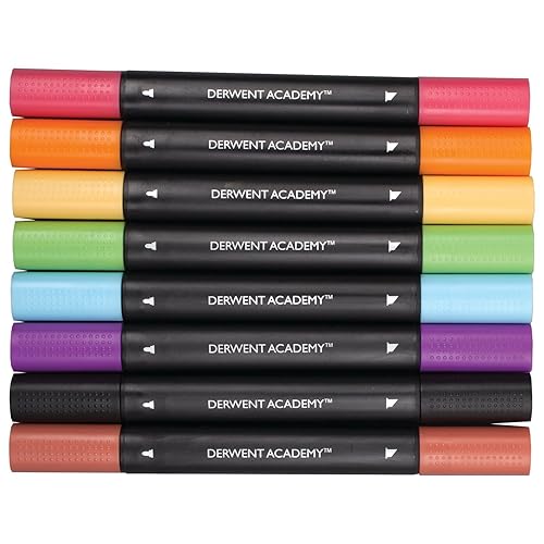 Miniatura 2 de Derwent Academy 98208 - Marcadores de doble punta, punta de cincelfina, paquete de 8
