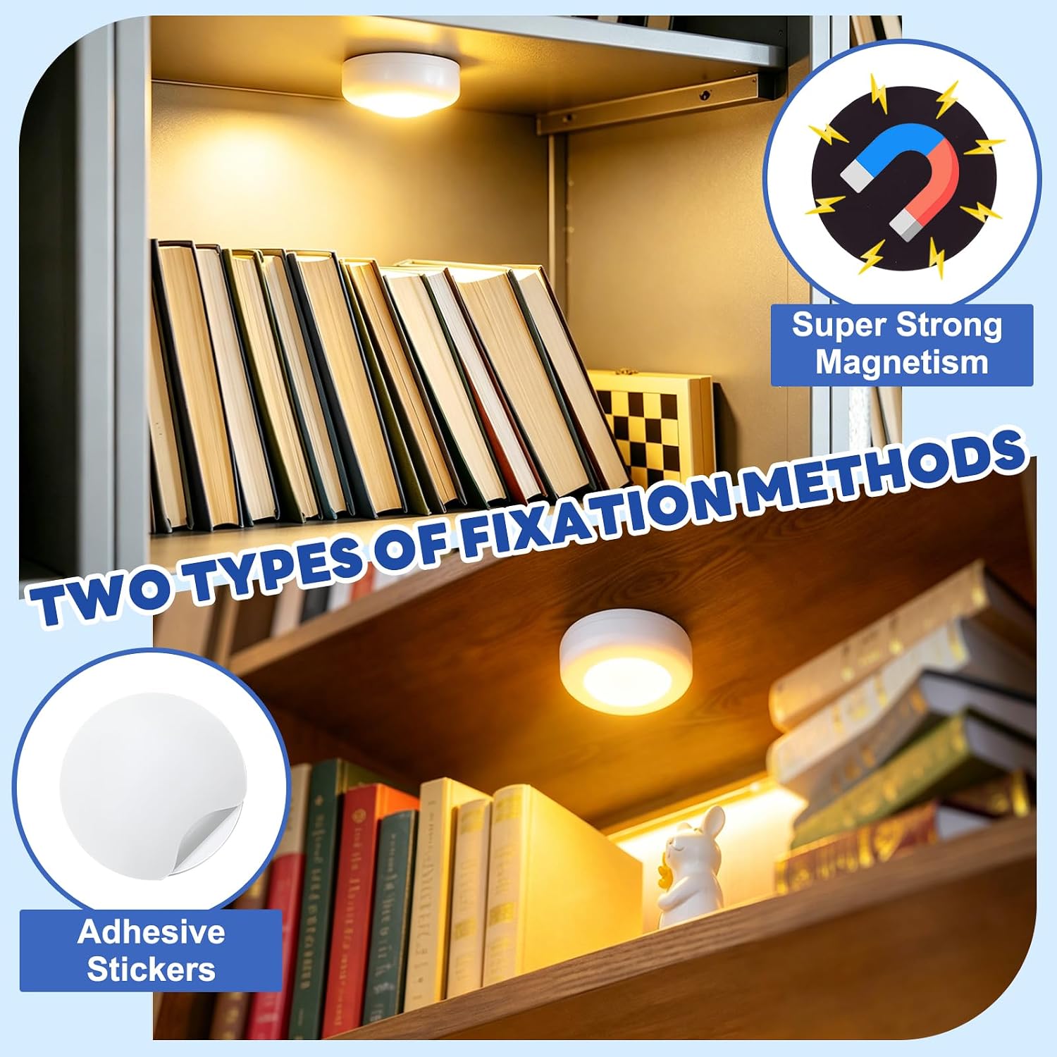 3PCS Locker Lights Magnetic, 13 Color Changing Dimmable Touch Lights | With Timer, Battery Powered Stick on under Cabinet Lights for Closet, Cabinet, Bedside, Kitchen, Room Decor