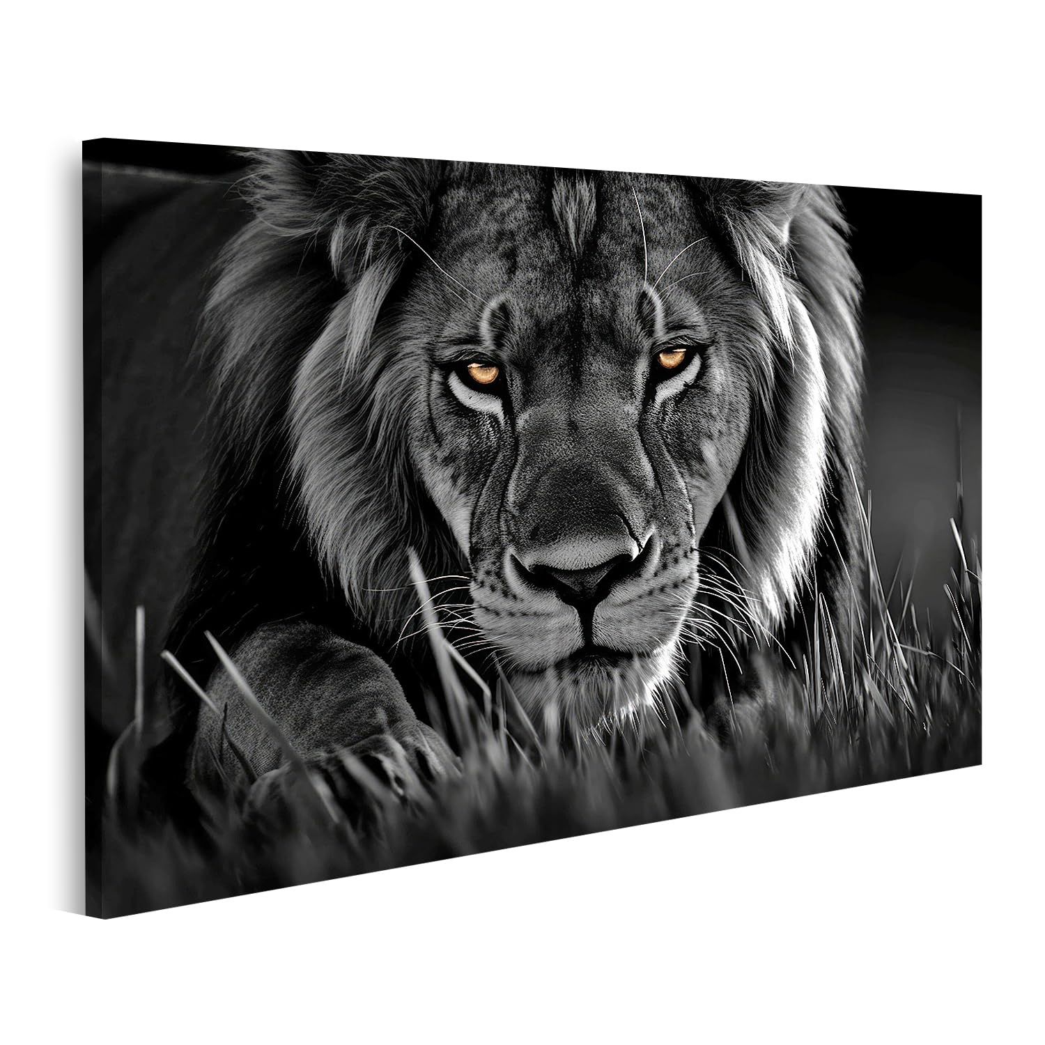 islandburner Cuadro sobre lienzo majestuoso león en blanco y negro para sala de estar amantes de los animales tienda de suministros de mascotas imágenes murales póster