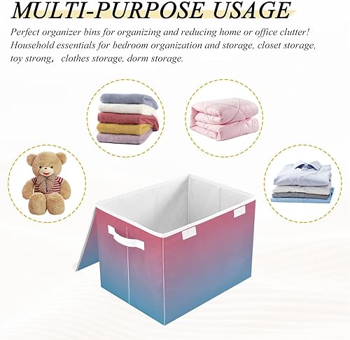 Miniatura 49 de GAIGEO Pink Blue Gradient Fabric Bins, Large Capacity Stackable Storage, Closet Organizers and Storage