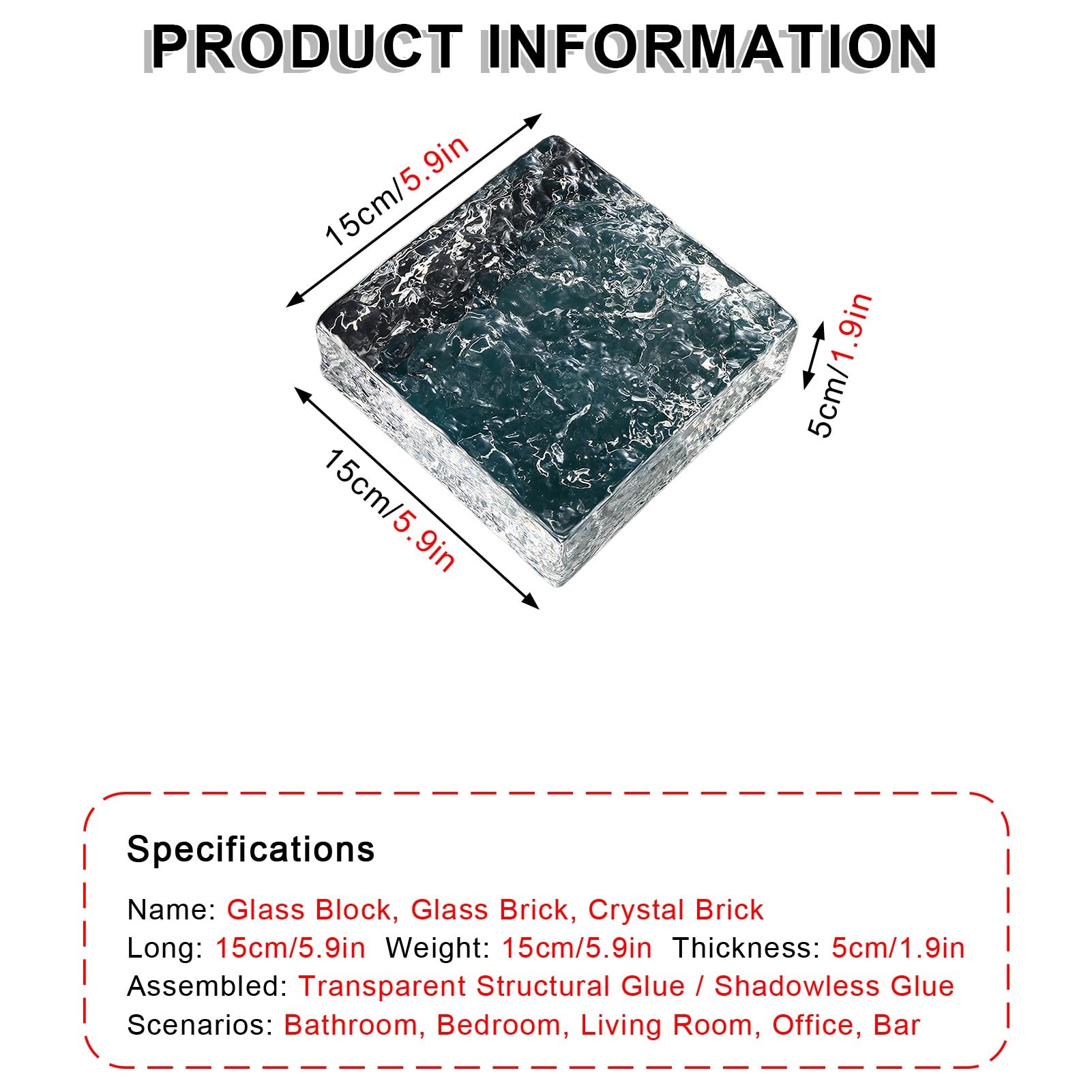 Crystal s Bloc C 15 x 15 x 4,8 cm do izolacji termicznej, izolacja akustyczna i prywatność, idealna do domowego biura i użytku komercyjnego (10 sztuk)