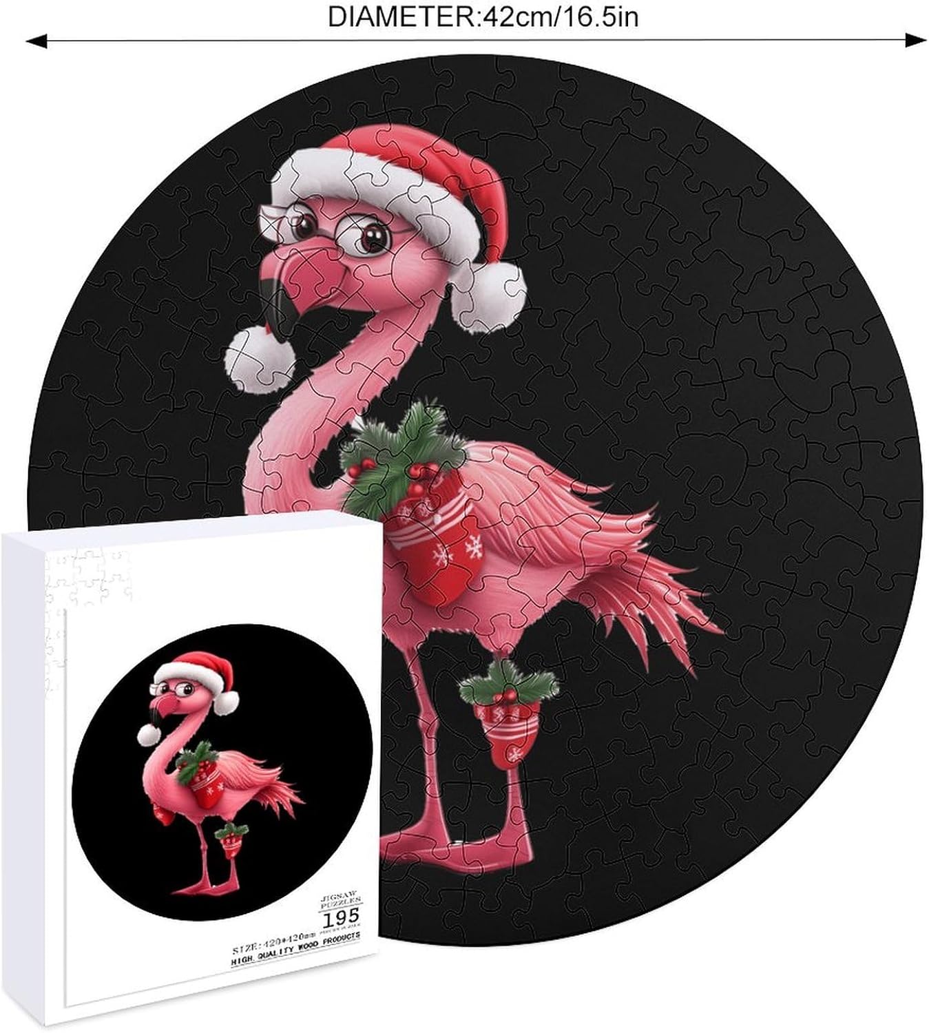 Christmas Flamingo Wooden Puzzles Irregular Animal Shaped Jigsaw Puzzle Fun Family Game 195 PCS