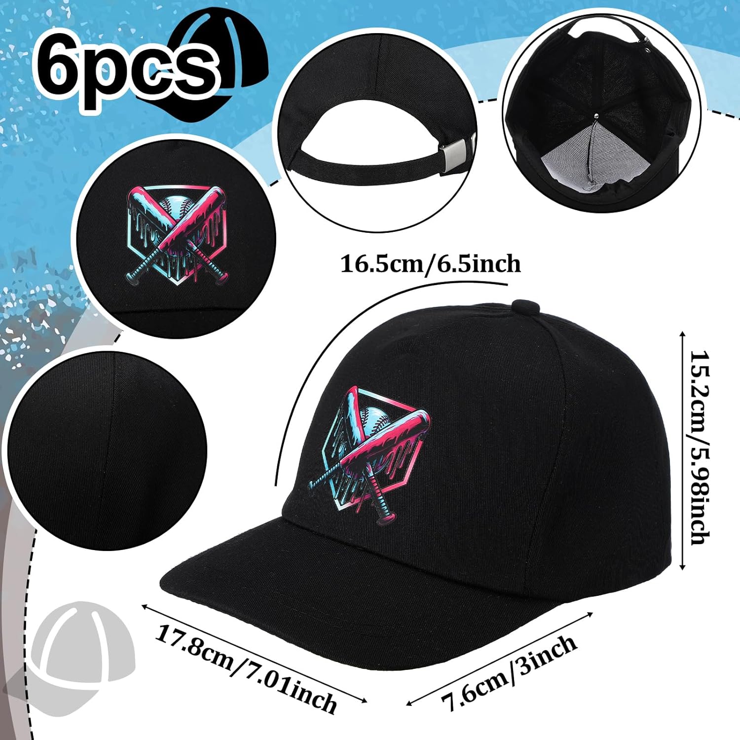Mepase 67 Ice Cream Drip Baseball Bat Hats Bulk Adjustable Caps Sport Goodie Appreciation Gift Caps for Team Party Supplies