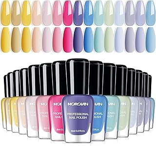 Morovan Nail Polish Set Fingernail: Macaron Air Dry 15 Bright Colors 0.25oz Spring Summer Regular Nail Polish Bulk Kit Finger Nail Polish for Women