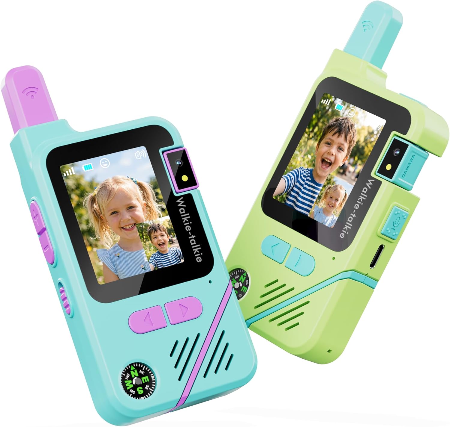 Contixo TK1 Kids Video Walkie Talkie – 2.0" IPS Screen, 1000mAh Battery, Video Intercom, Voice Changer, SOS Alarm, Flashlight, Compass, 2-Pack for Indoor & Outdoor Family Fun