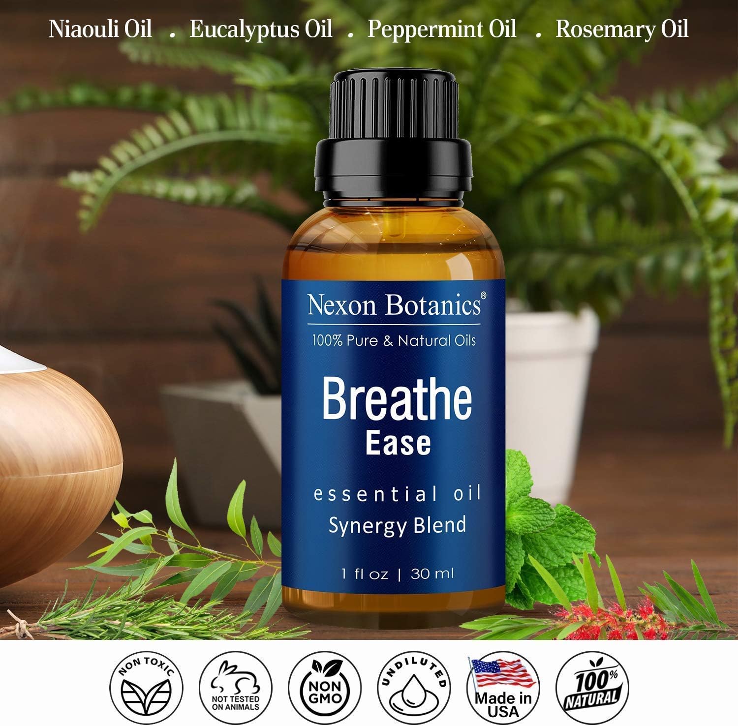Nexon Botanics Breathe Ease and Robbers’ Health Essential Oil Blends - Soothes Nasal Congestion, Seasonal Cough, and Stuffiness - Supports Immunity - Perfect for Aromatherapy