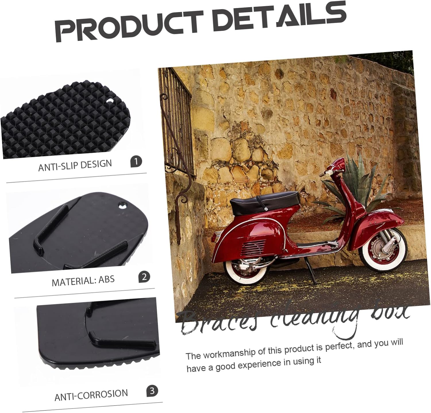 Garneck 4pcs Motorcycle Kickstand Pad Black Non- Cushion Support for Side Stand Stability Soft Ground Grass and Hot Pavement Design for Improved Load Distribution