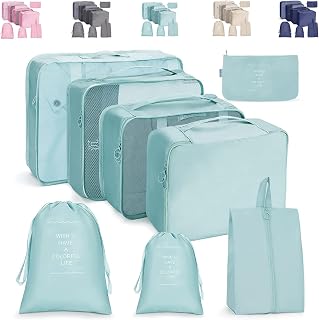 8 Set Travel Packing Cubes,Luggage Organizers with Hanging Toiletry Bag,Multi-Functional Clothing Sorting Packages,Suitcase Organizer Set Waterproof Storage Bags,for Trips,Holidays,Outdoor Picnics