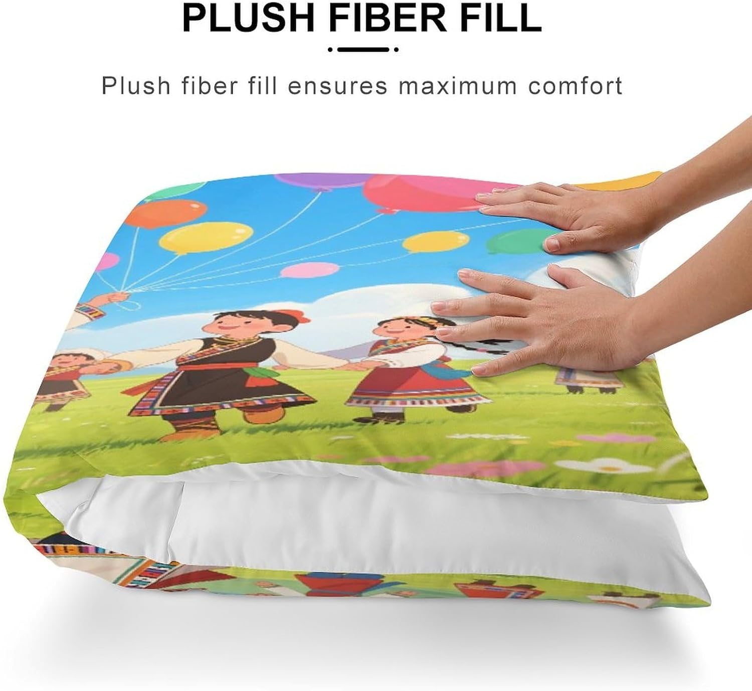 Kids Dancing on Grassland Pillow Cover Decorative Lumbar Pillow Cover 19x53 Inch Long Body Pillows Case Soft Luxury Decorative Throw Pillowcase for Couch Sofa Bedroom Car Decor Pillowcover