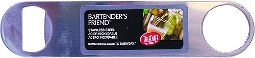 Tablecraft Small Bartender's Friend - Abrebotellas plano de acero inoxidable, 7 pulgadas, plateado