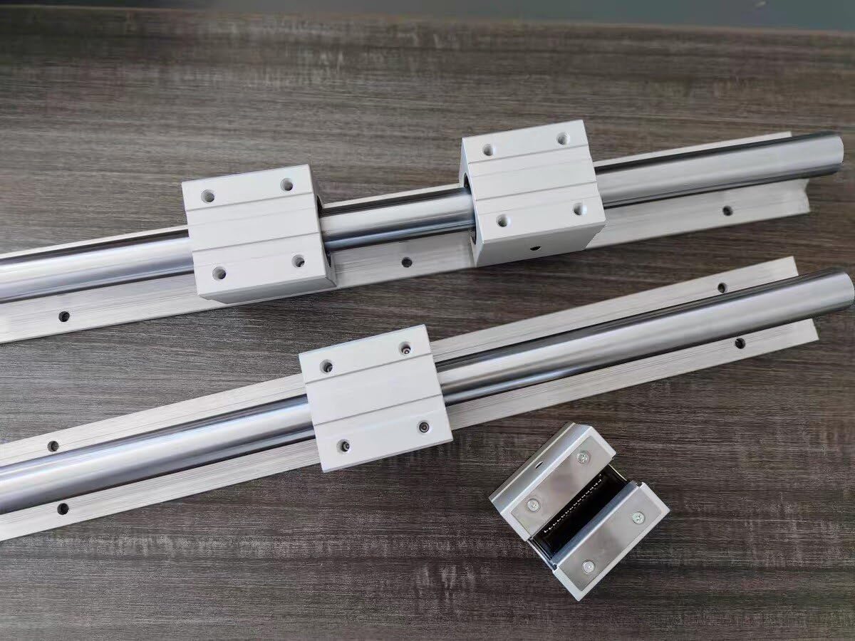 Guida lineare SBR16 da 500 mm, diametro 16 mm, albero di movimento lineare con supporto in alluminio, guida ad alta precisione e robusta per fresatura CNC, stampanti 3D e sistemi di automazione